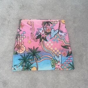 Colorful Tropical Print Mini Skirt